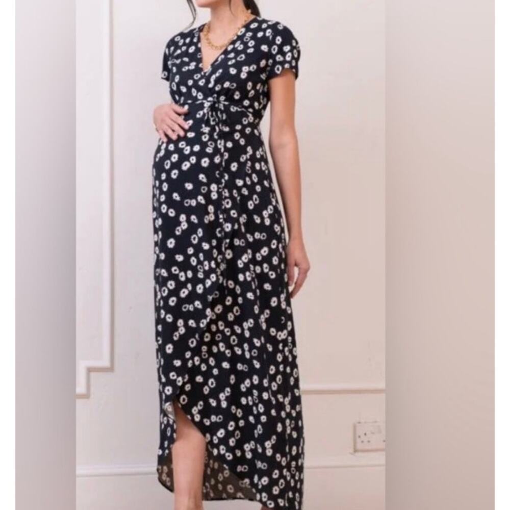 Seraphine Black Maxi Dress with White Floral Print
